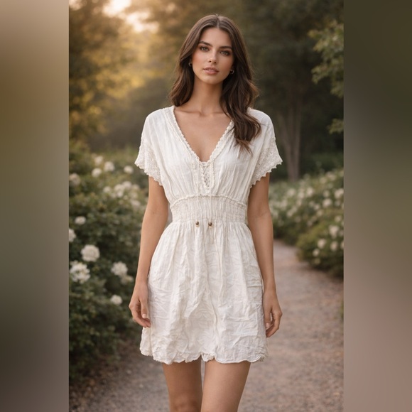 Zara Dresses & Skirts - Zara White Boho Mini Dress – Size XS